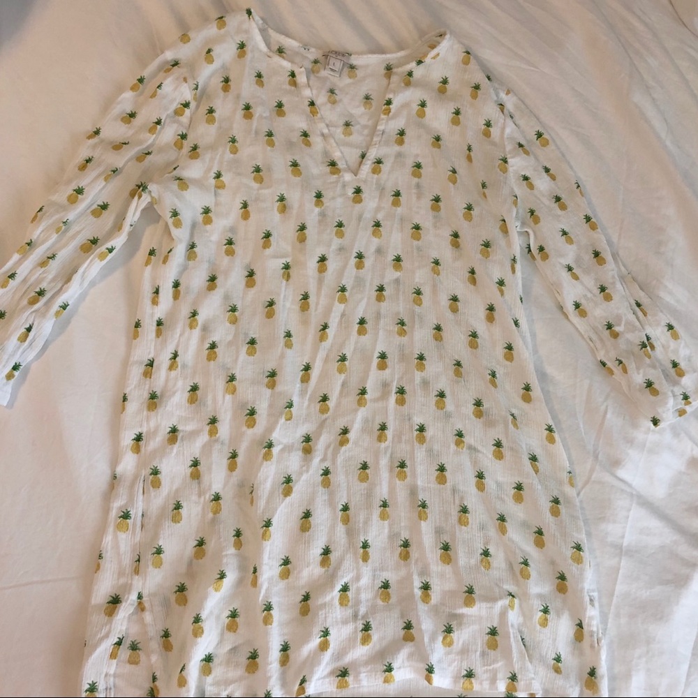 Jcrew factory swim cover up white with pineapples